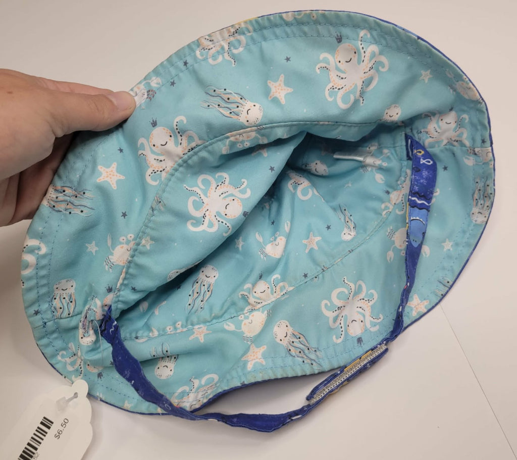 Ocean Sharks Reversible Blue Octopus Sun Hat