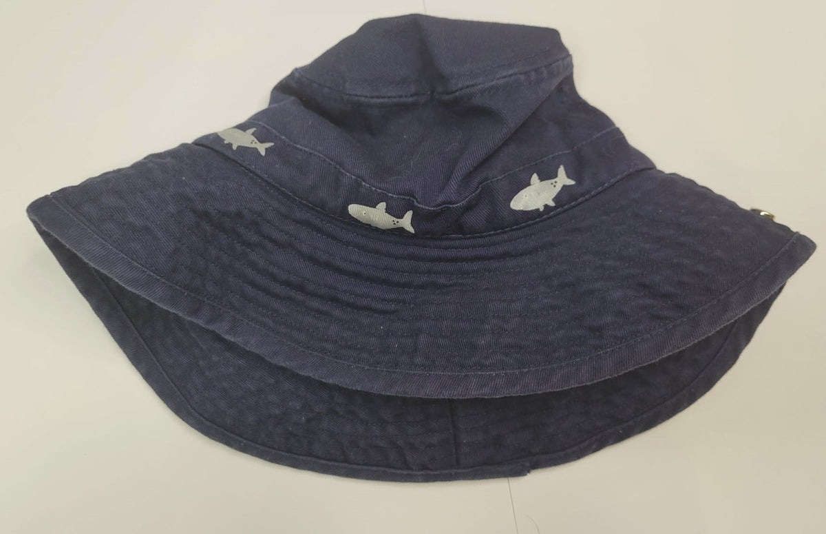 Navy with Sharks Kids Sun Hat