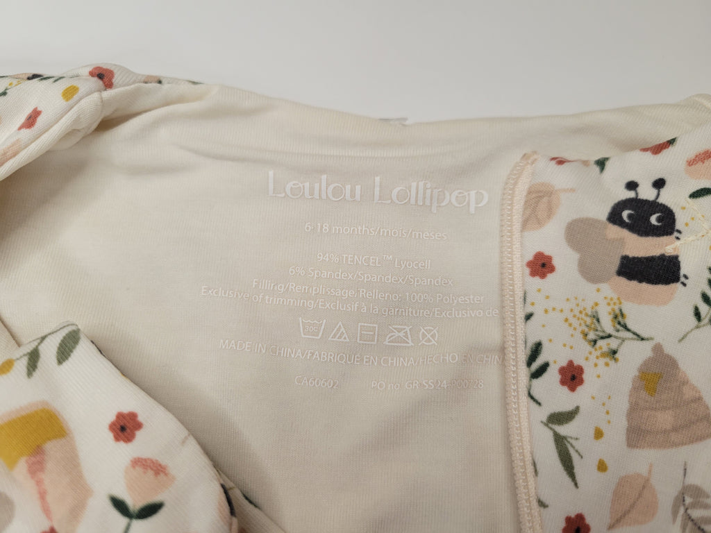 Loulou Lollipop TENCEL™ Lyocell Sleep Sack – Honey Bee & Botanical Print (Size L, 6–18 Months)