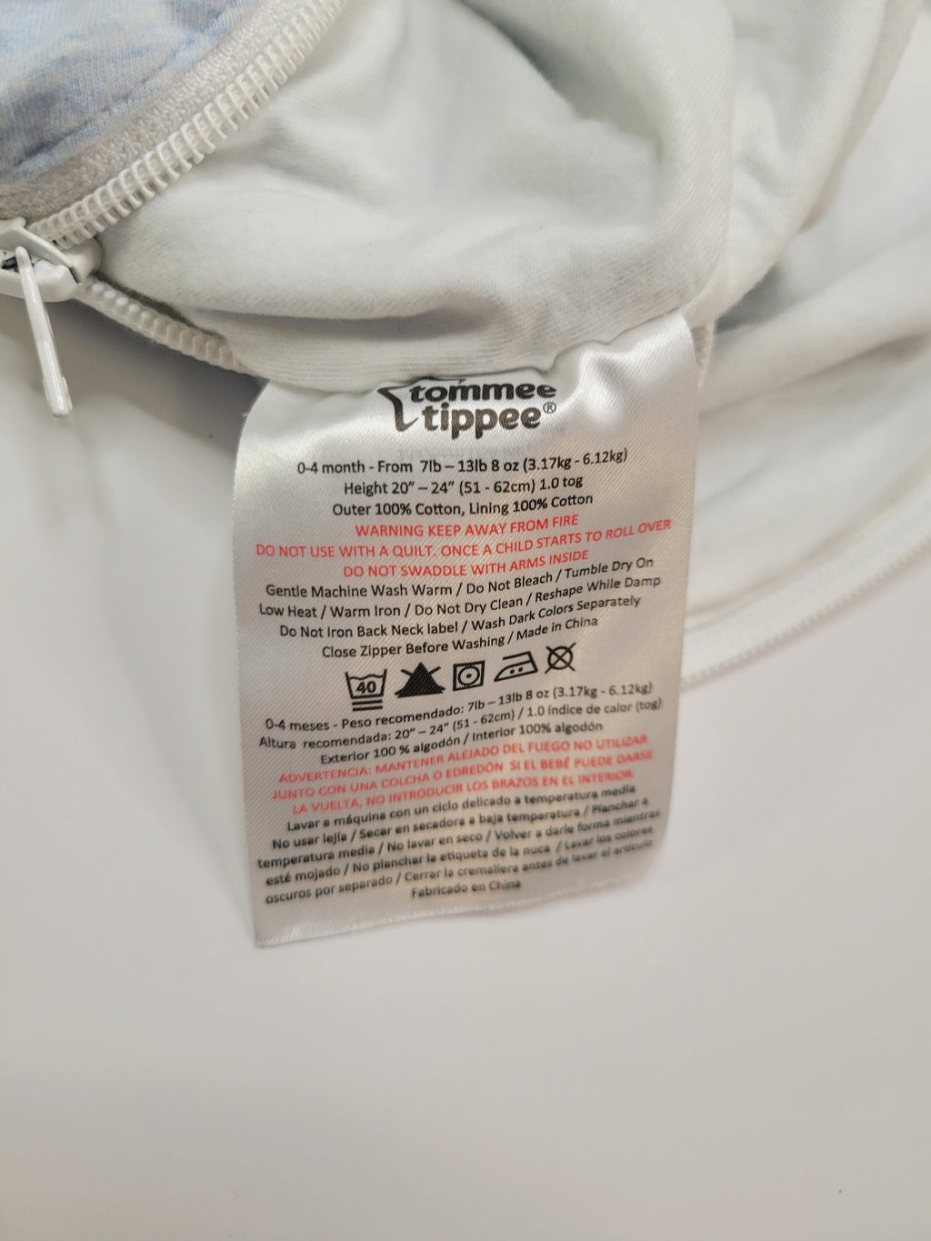 Tommee Tippee Snuggle Reversible Baby Sleep Bag – Blue Marl (0-4 Months, 1.0 TOG)