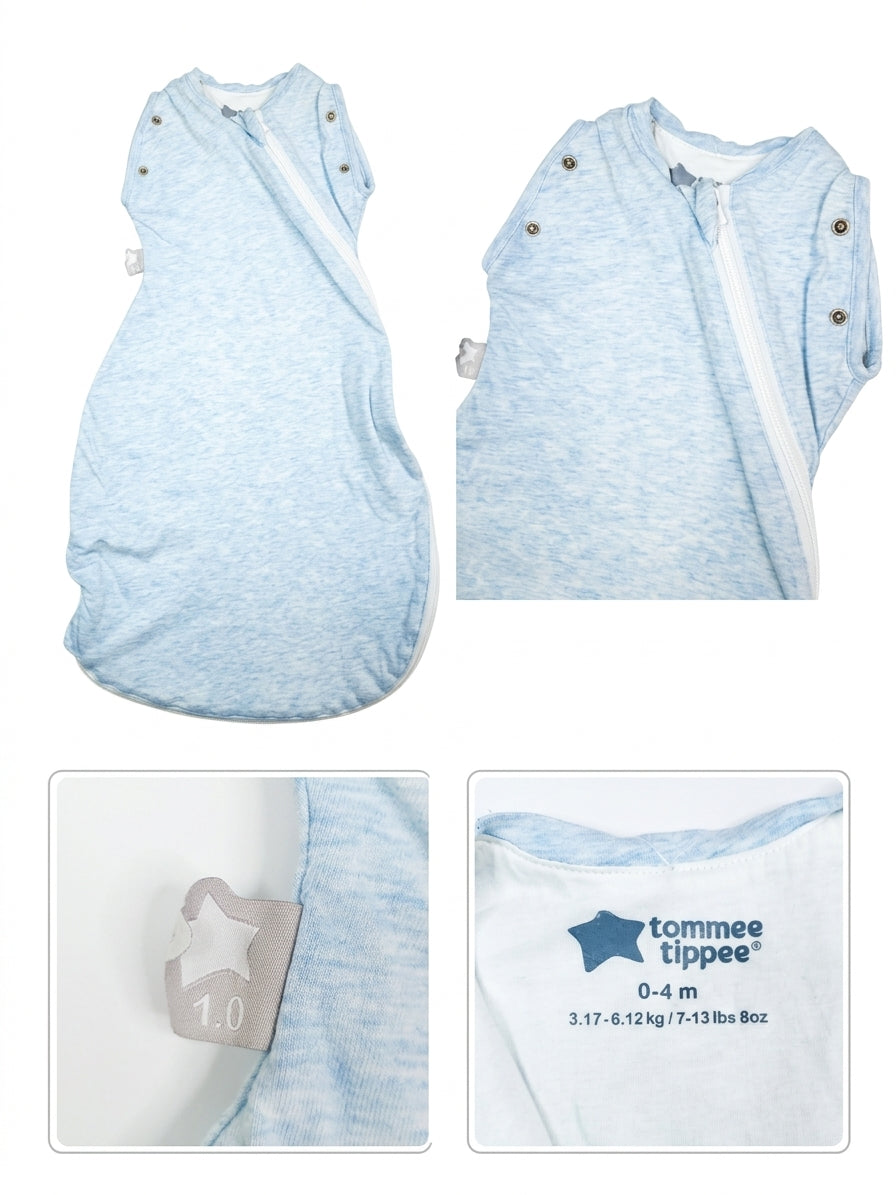 Tommee Tippee Snuggle Reversible Baby Sleep Bag – Blue Marl (0-4 Months, 1.0 TOG)