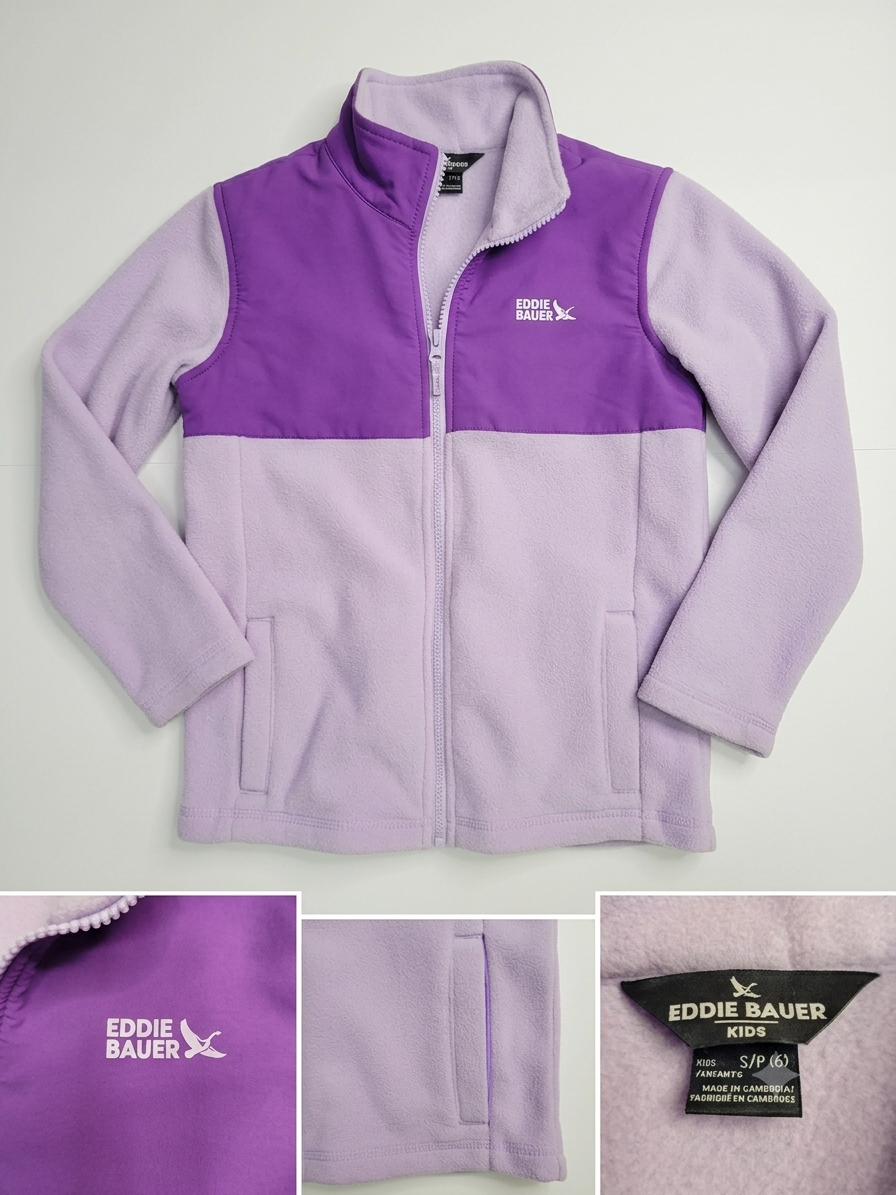 Eddie Bauer Girls' Purple Mixed-Media Fleece Jacket